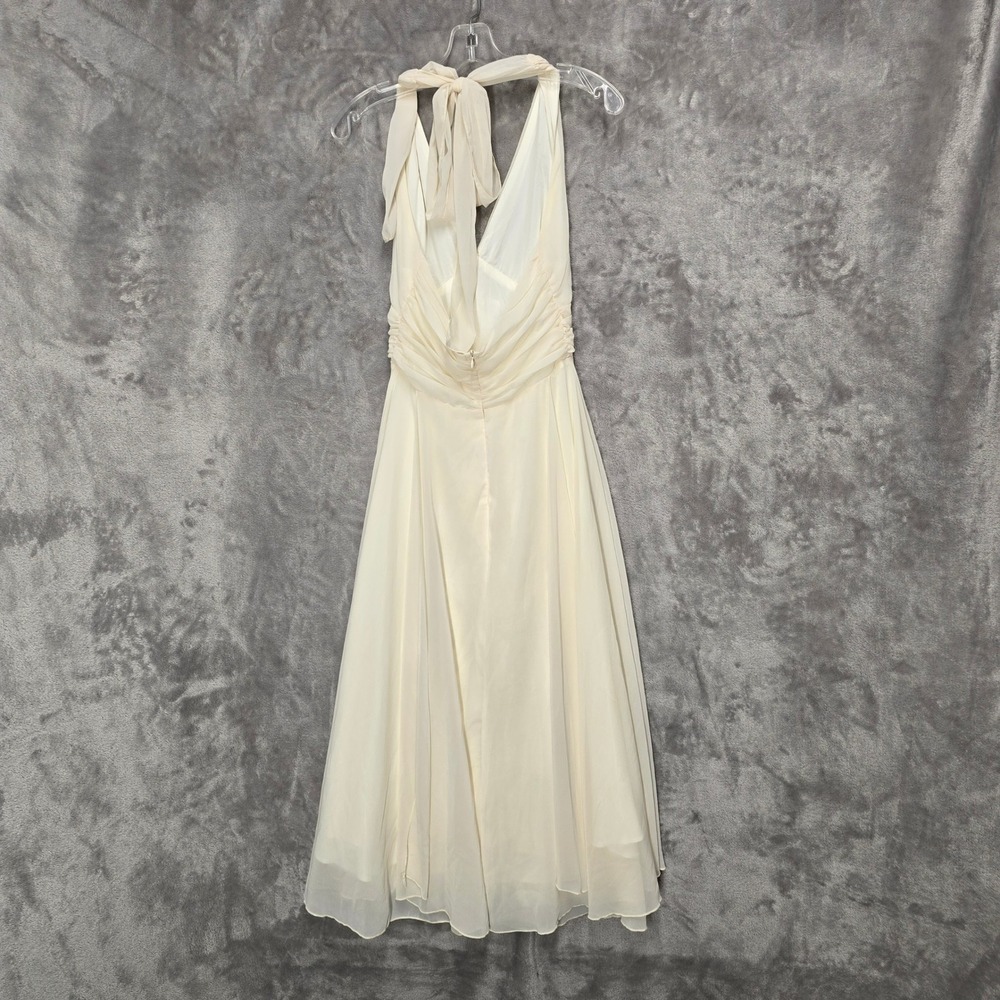 Regencycore Halter Dress Women S Cream Ruched Fairy Ethereal Marilyn Style Retro - Picture 14 of 16